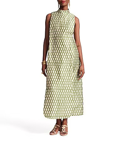 FRANCES VALENTINE Carlyle Loop Print Mock Neck Sleeveless Maxi Dress - 8 | Dillard's