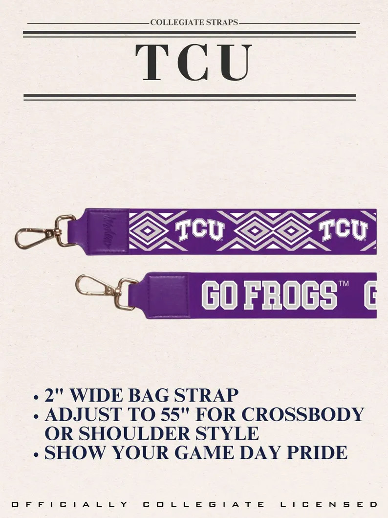 TCU Purse Strap: Collegiate Crossbody Bag Strap - Purple & White | Etsy (Global)