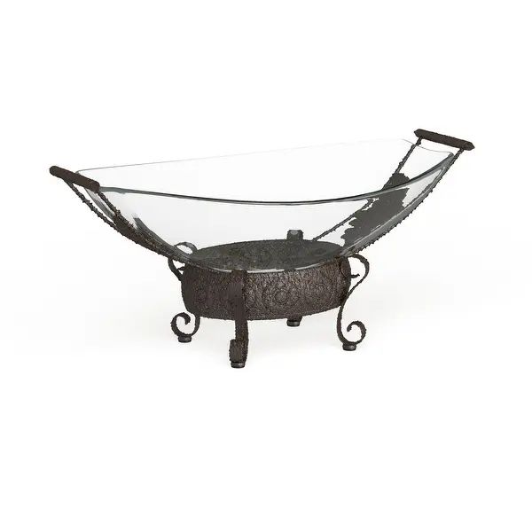 Brown Glass Traditional Serving Bowl 10 x 23 x 14 - Overstock - 10023640 | Bed Bath & Beyond