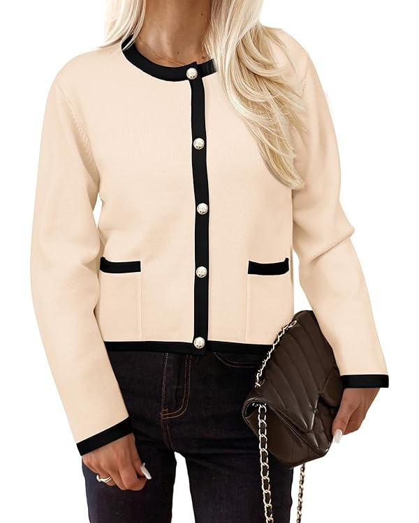 PRETTYGARDEN Women's Knit Cardigan Sweaters 2024 Fall Fashion Long Sleeve Button Down Shirts Tops... | Amazon (US)