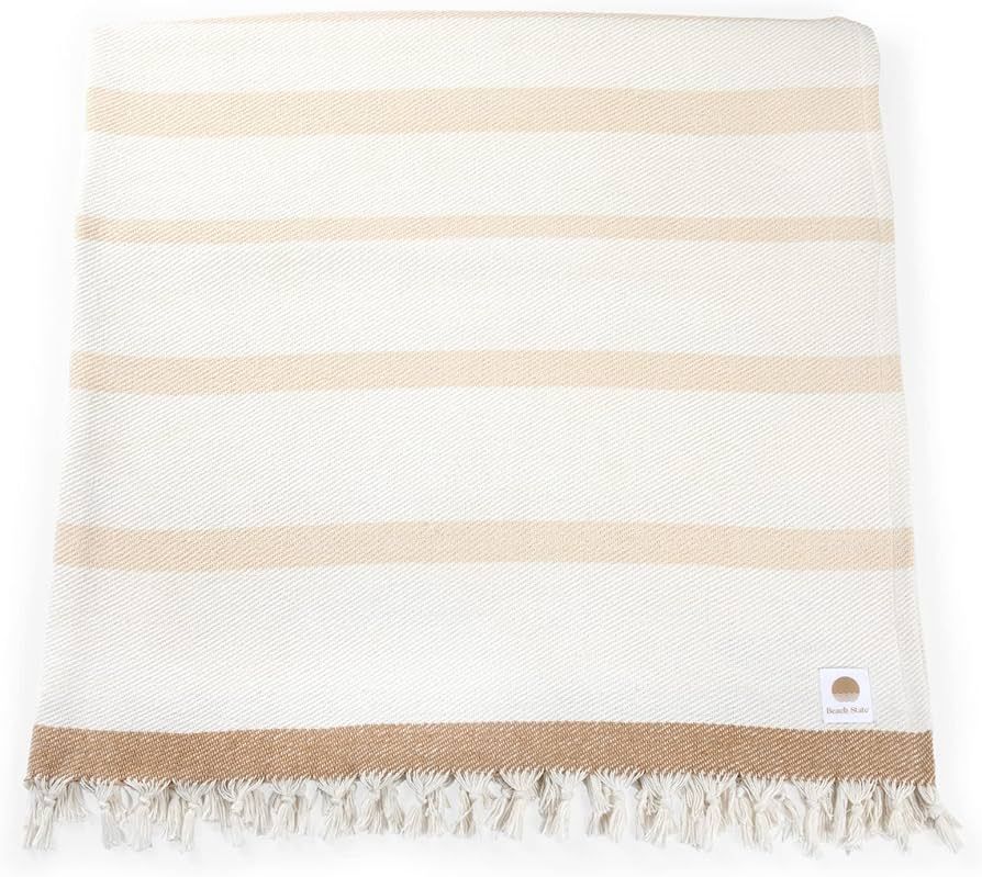 Oceanside Beach Blanket, 66" x 80", 100% Cotton Premium Picnic Blanket, Oversized Beach Towel wit... | Amazon (US)