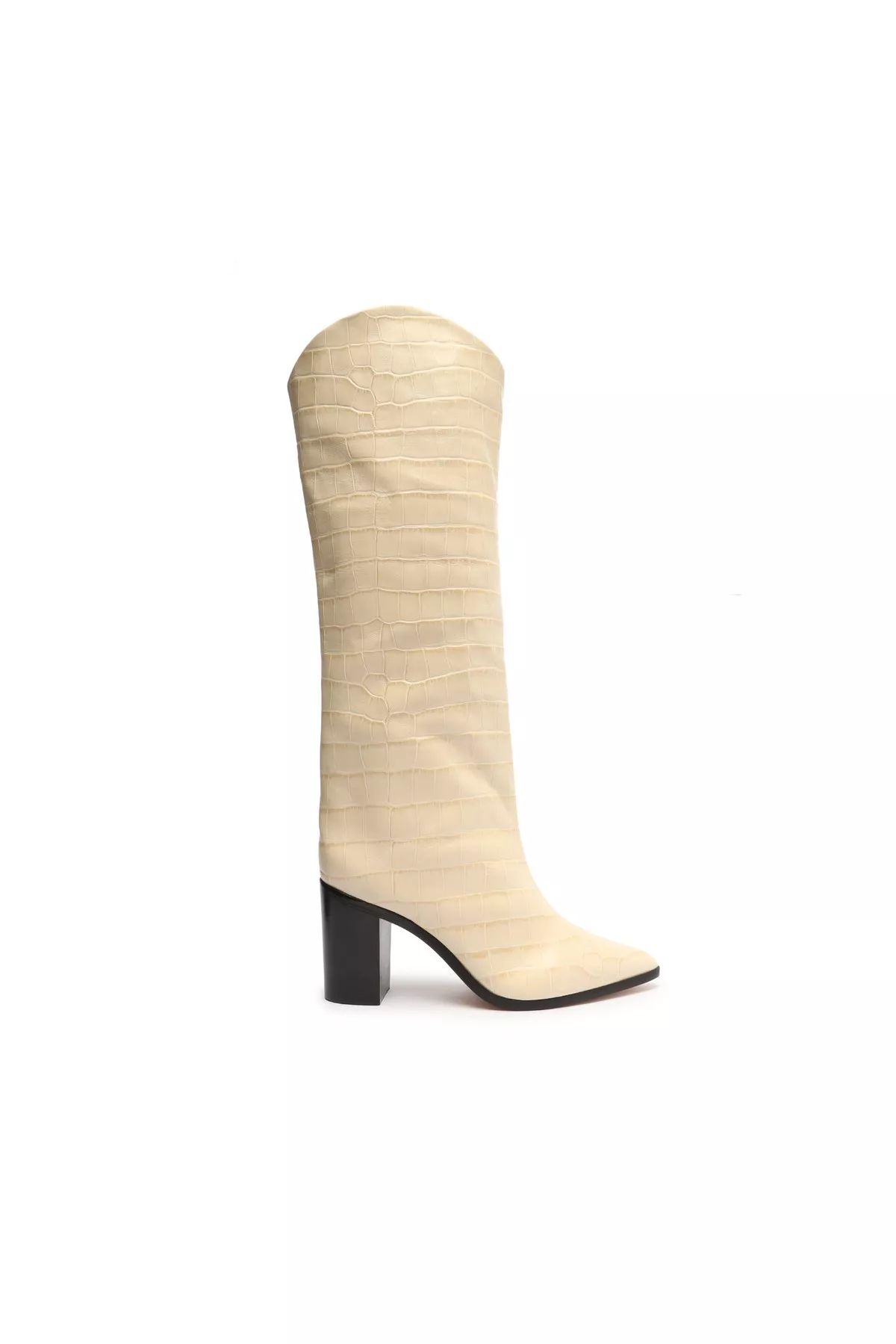 Maryana Block Crocodile-Embossed Leather Boot | The Mile