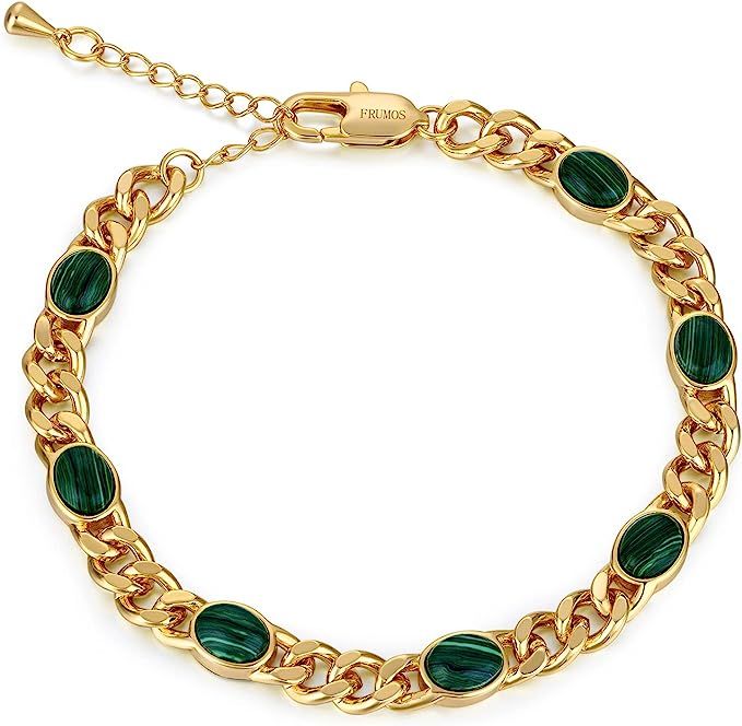 Amazon.com: FRUMOS Dainty Layering Bracelets for Women 18 k Gold Plated Fashion Adjustable Chunky... | Amazon (US)