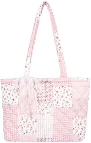 shiprabags Quilted Small Tote Bag for Women, Lightweight Floral Shoulder Bag,Soft College Travel ... | Amazon (US)