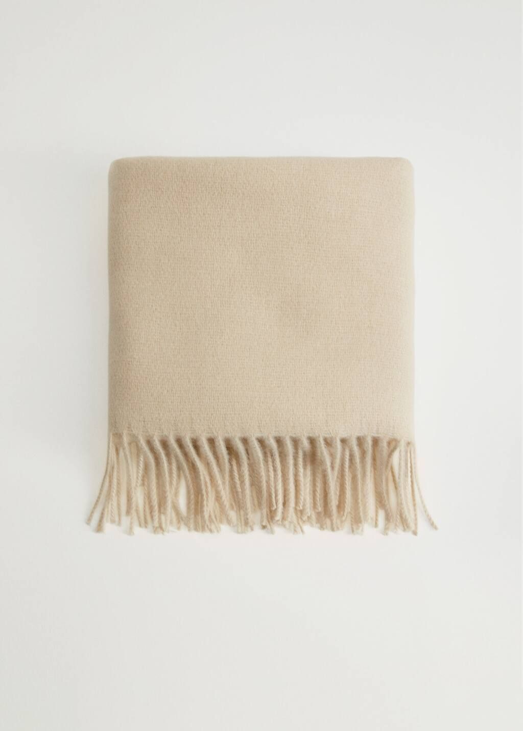 Fringed edge wool-blend scarf | MANGO (UK)