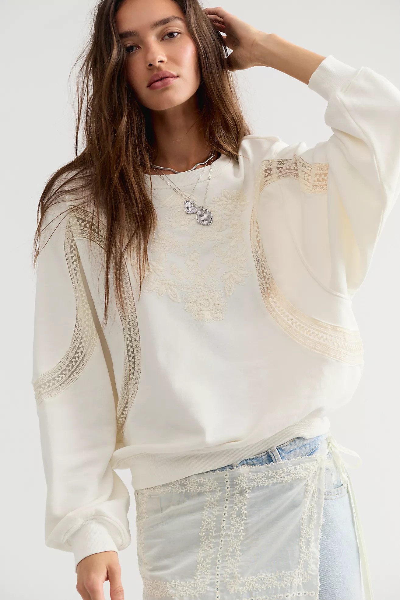 Love Lace Sweatshirt | Free People (Global - UK&FR Excluded)