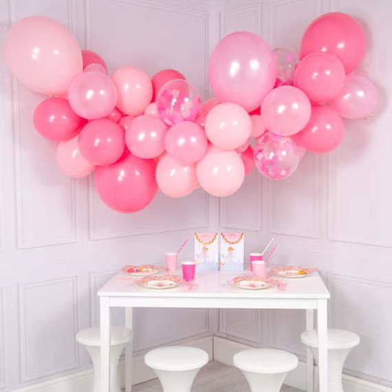 PINK BALLOON GARLAND, Pink confetti Balloon Garland Kit - dyi 56 piece set | Etsy (US)