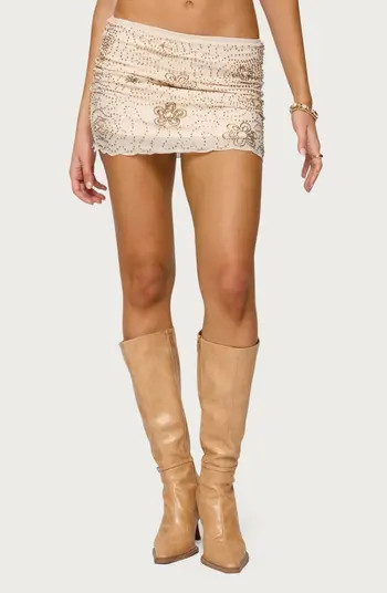 Astrid Floral Beaded Low Rise Miniskirt | Nordstrom
