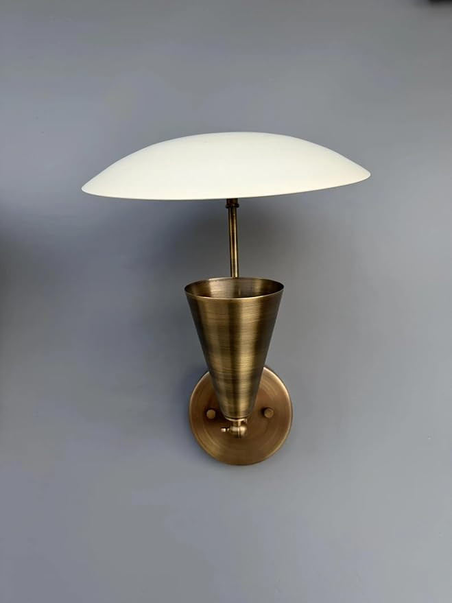 Mid Century Modern Brass Wall Sconce – Fully Adjustable Cone Light with Moveable Dome Shade, Vi... | Amazon (US)