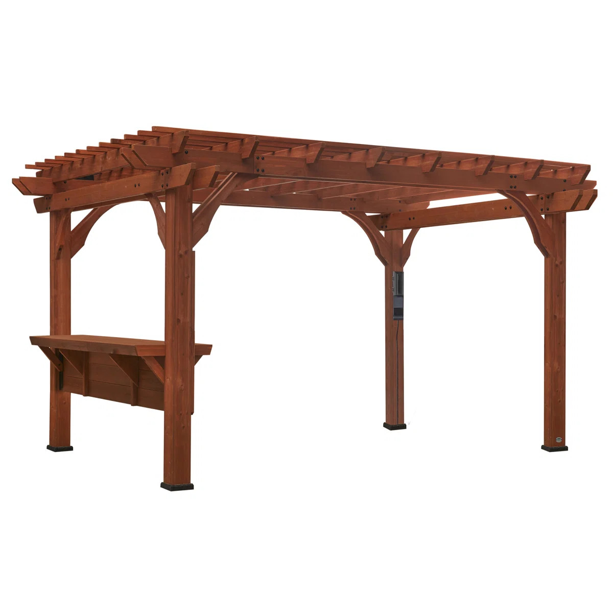 Backyard Discovery Ashland 14' x 10' Cedar Wood Outdoor Patio Pergola Kit with Trellis Roof and B... | Wayfair North America