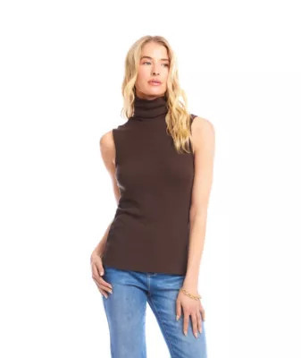 Karen Kane Women's Ribbed Turtleneck Tank Top, Brown, Medium | Belk
