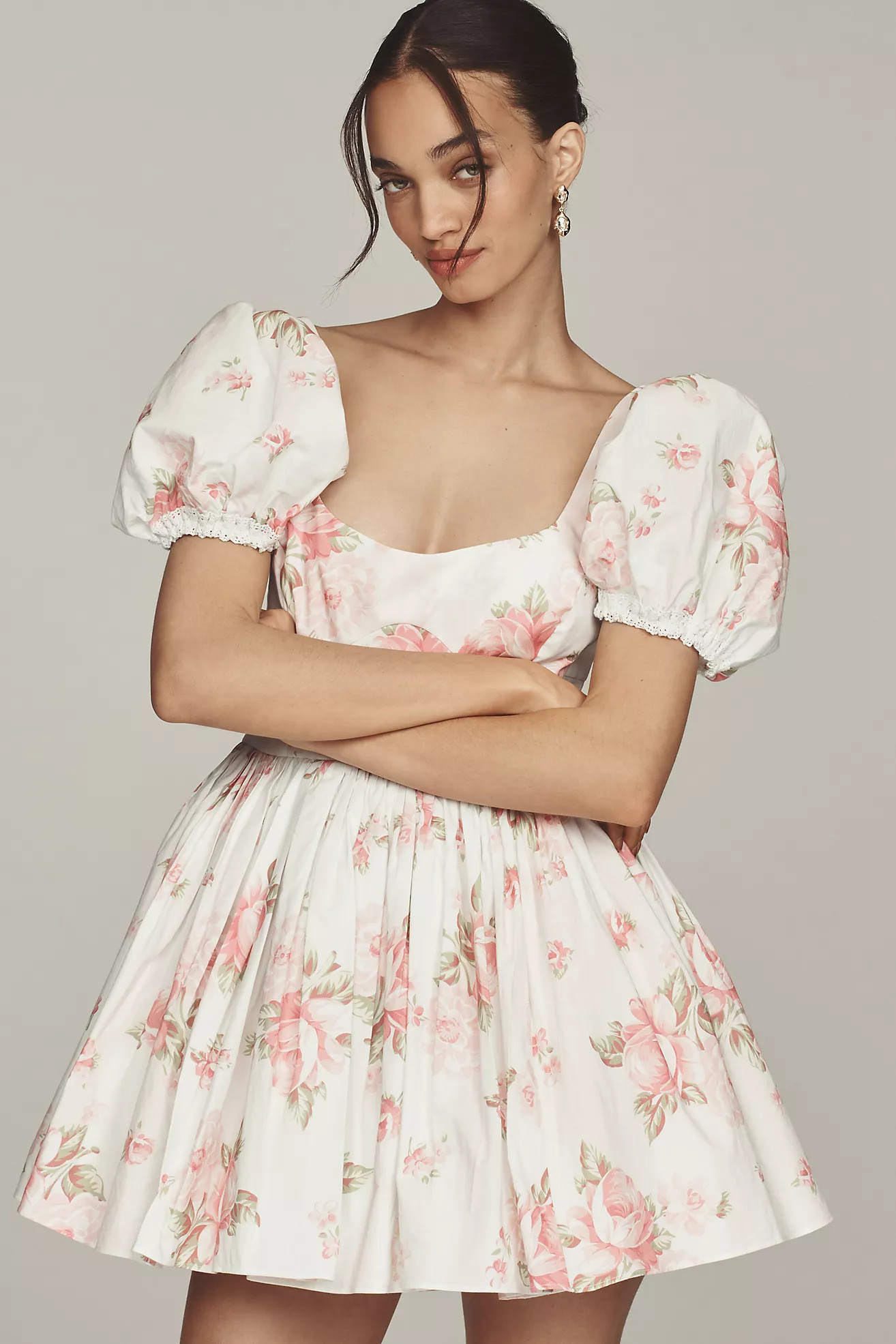 Selkie Sofia Puff-Sleeve Sweetheart Mini Babydoll Dress | Anthropologie (US)