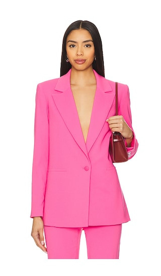 Denny Notch Collar Boyfriend Blazer in Wild Pink | Revolve Clothing (Global)
