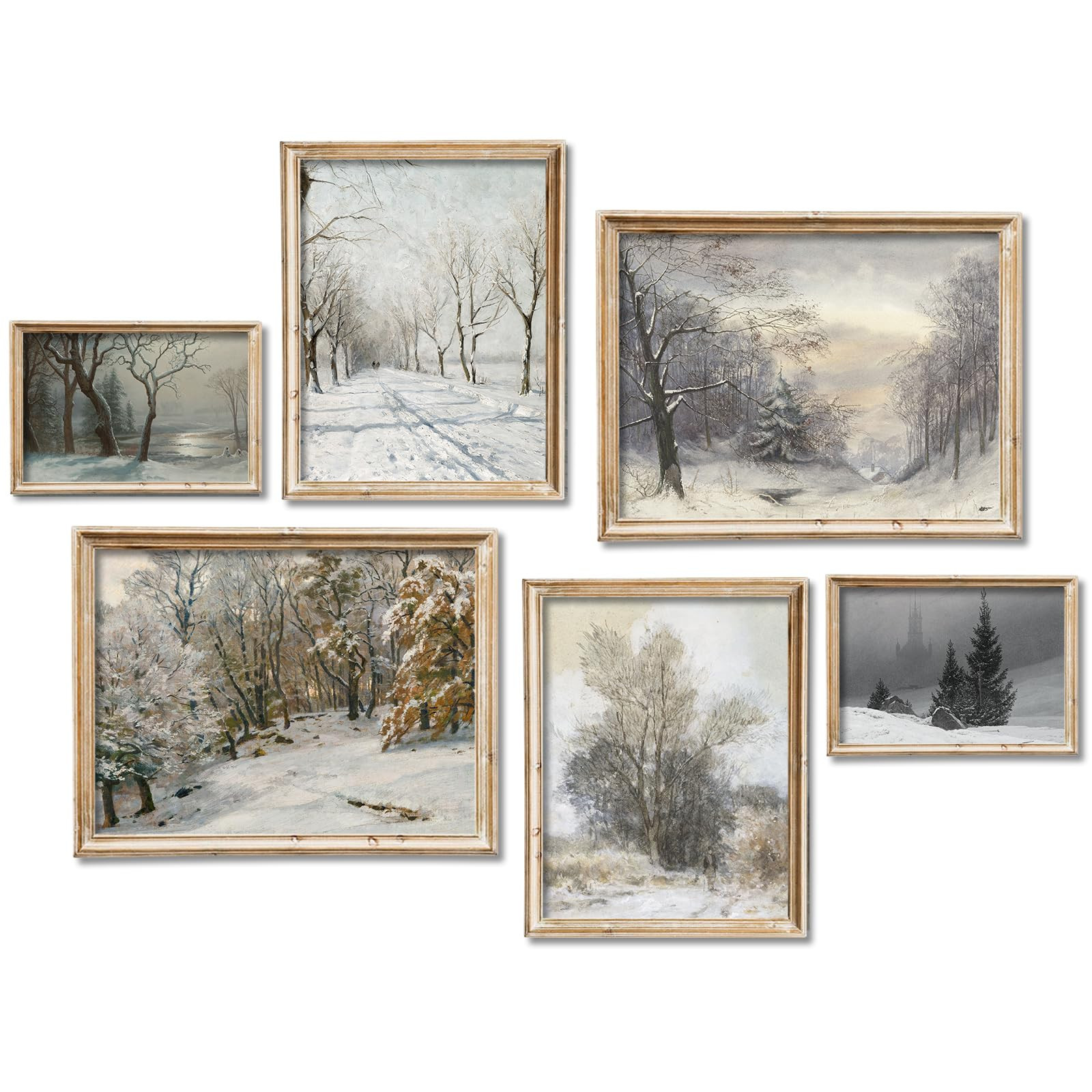 JarThenaAMCS Set of 6 Winter Wall Art Prints French Country Landscape Oil Painting Poster Rustic ... | Amazon (US)