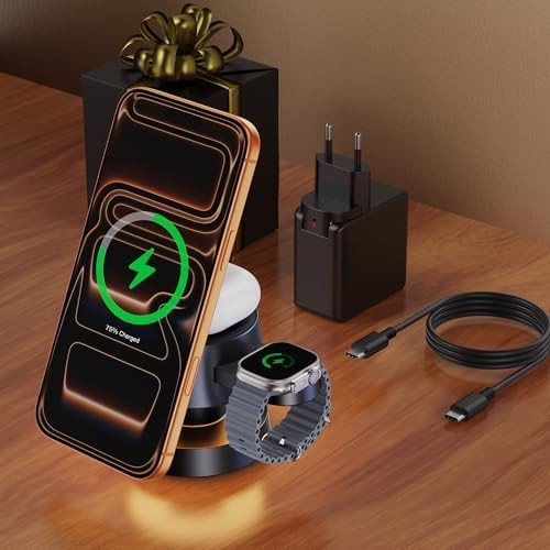 iVANKY 4 in 1 Wireless Charging Station with Night-Lamp for MagSafe Charger Travel Stand, 3 in 1 ... | Amazon (US)