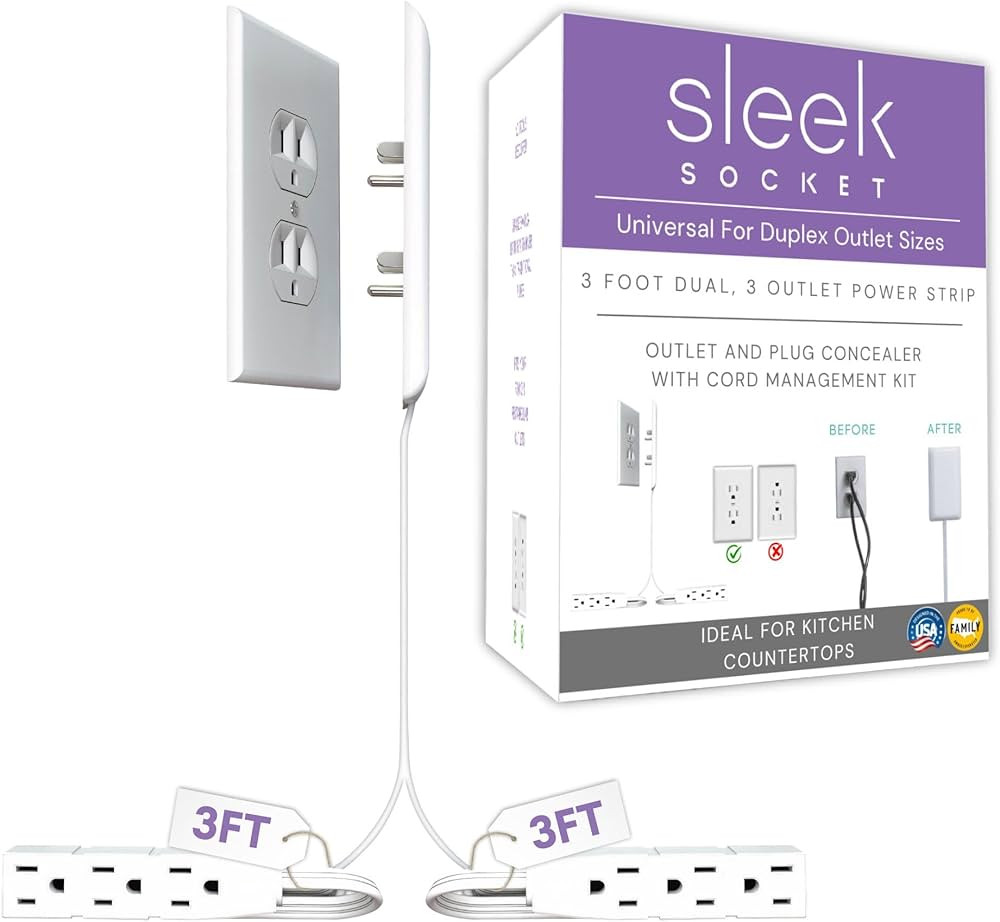Sleek Socket Original & Patented Ultra-Thin Standard Outlet Concealer with Cord Concealer Kit, Du... | Amazon (US)