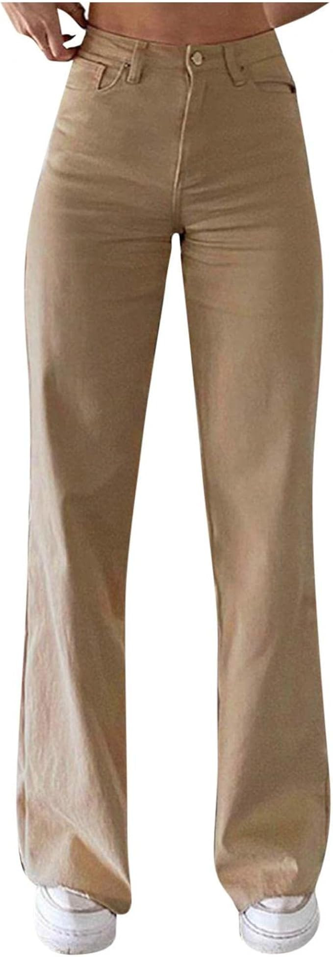 Forwelly Women's High Waist Straight Jeans Slims Classic Relaxed Fit Long Trousers Stretchy Wide ... | Amazon (US)