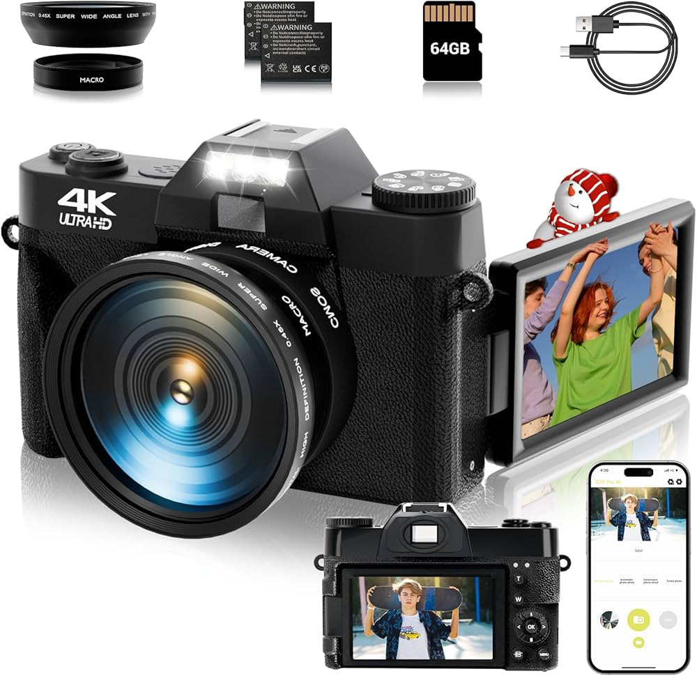 4K Digital Camera for Photography Autofocus 56MP 16X Digital Zoom with WiFi 3'' 180° Flip Screen... | Amazon (US)