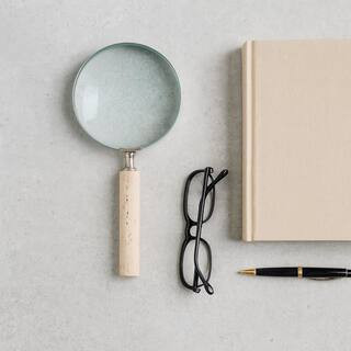 Beige 4 in. x 9 in. Resin Round Travertine Handle Magnifying Glass | The Home Depot