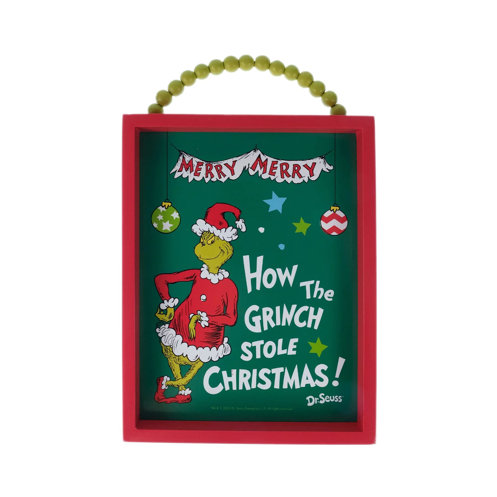 Dr. Seuss "The Grinch Who Stole Christmas, Grinch" Wall Sign, Beaded Hanger, 8.6" Tall, MDF, Gree... | Walmart (US)