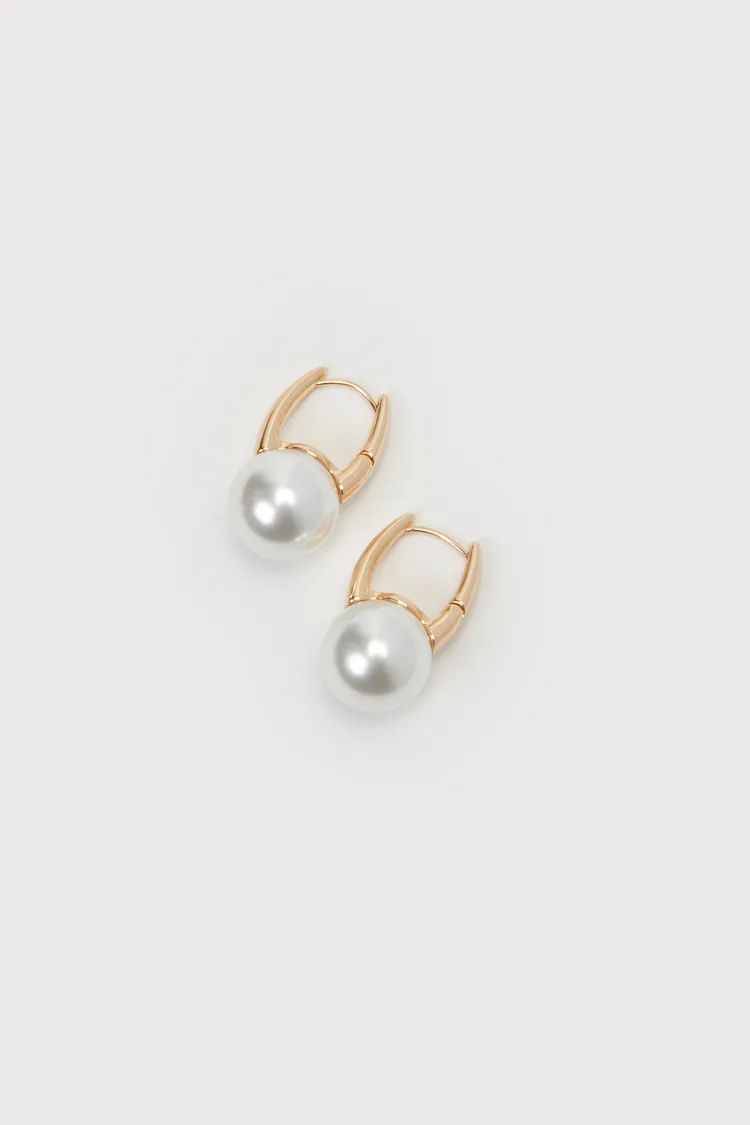 Excellent Radiance Gold Pearl Huggie Earrings | Lulus