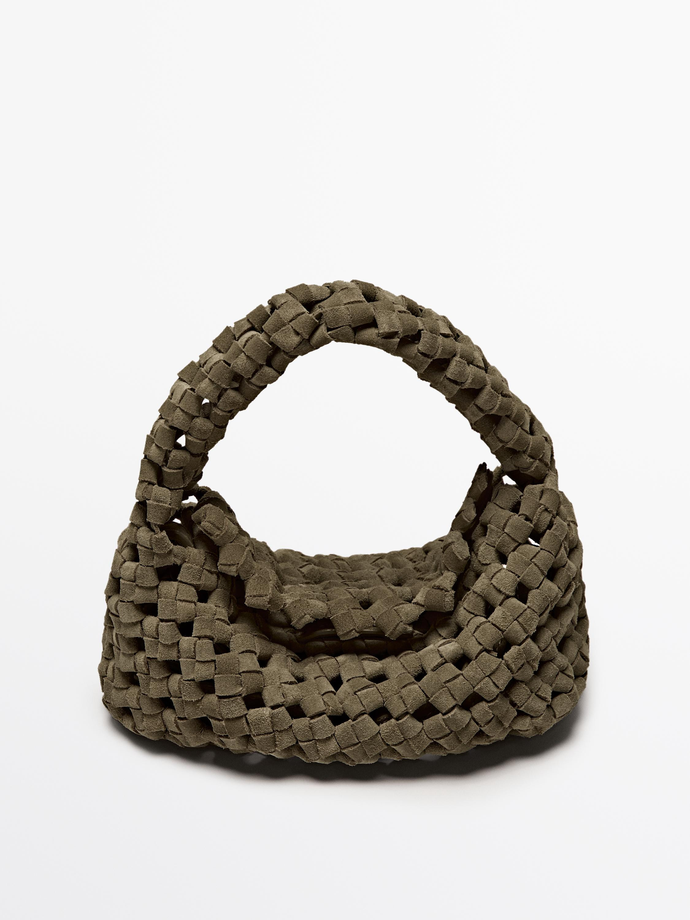 Mini braided suede leather bag | Massimo Dutti UK