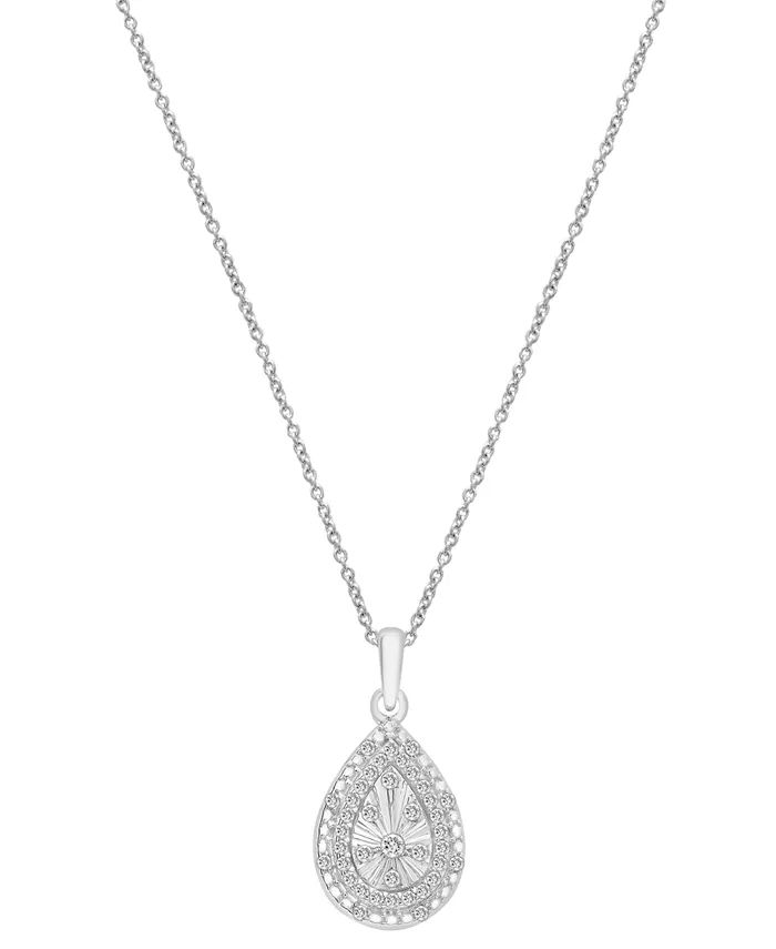 Diamond Teardrop 18" Pendant Necklace (1/4 ct. t.w.) in Sterling Silver, Created for Macy's | Macy's Canada