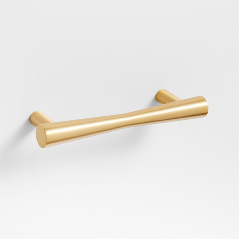 Tapered 4" Brushed Brass Cabinet Drawer Bar Pull + Reviews | Crate & Barrel | Crate & Barrel