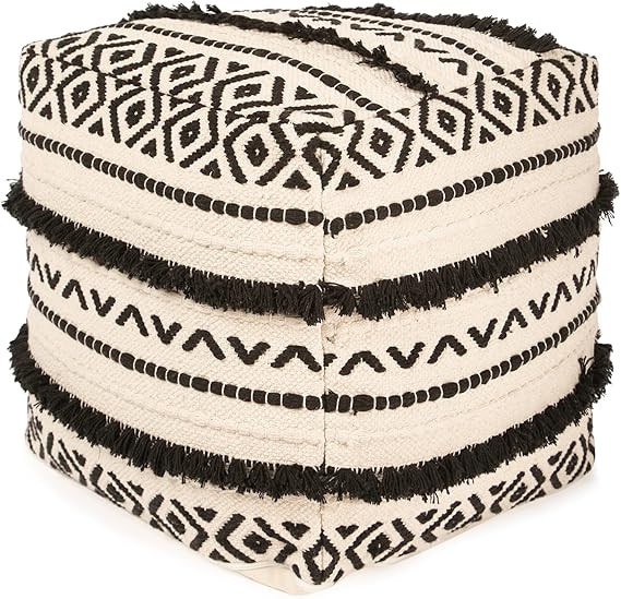 · REDEARTH · UNSTUFFED Pouf Ottoman Cover Textured Boho Storage Cube Bean Bag Farmhouse Poof Po... | Amazon (US)