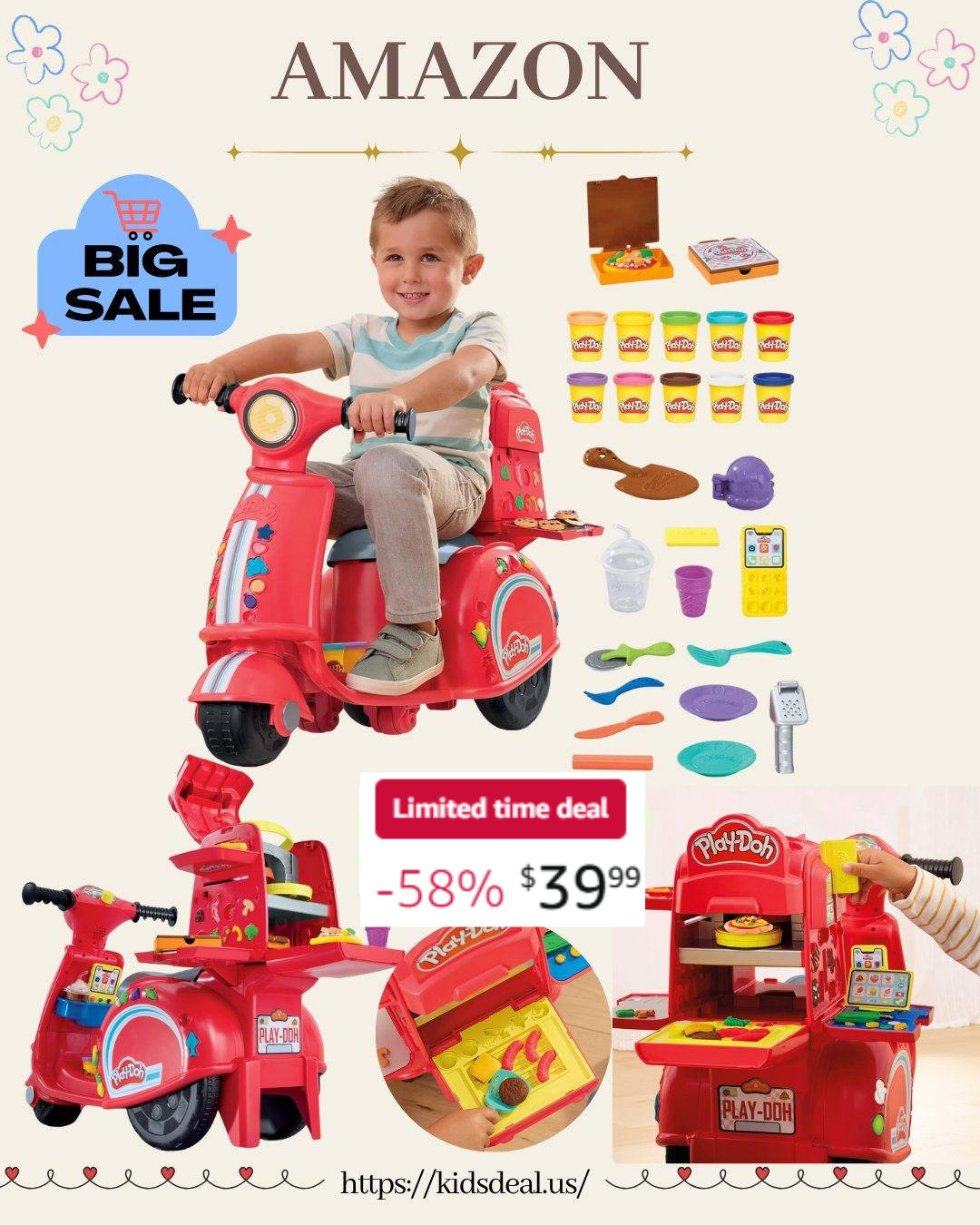 🛴🍕 Pizza Delivery Scooter Playset — SO fun for little chefs!

This ride-on pizza delivery scooter is perfect for kids ages 3–5! 

It mixes pretend kitchen play with a balance scooter — no batteries needed, just push and GO deliver pizzas! 🚗💨✨

Comes with 16 tools + 10 colors of Play-Doh, a built-in oven, dough tools, toppings, a card reader, and even play money molds. Kids can make their own pizzas and run their “mini shop” with full ceremony! 🧑‍🍳🍕💛

Best part? All tools store neatly under the seat. 

Now 58% OFF, under $40 — grab it before it sells out! 🔥

#PizzaScooter #PretendPlay #RideOnToy #PlayDohFun #KidsToys #ToddlerPlay #HolidayGifts #MomLife #DealAlert 🍕🛴✨ 

 

#LTKGiftGuide #LTKFindsUnder50 #LTKKids