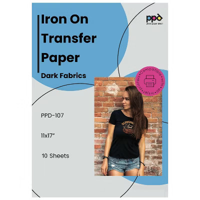 PPD 10 Sheets 11x17" - Inkjet Iron-on Heat Transfer Paper for Black & Dark Fabric and T-Shirts - Premium - PPD-107-10 | Target