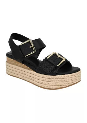 Wonderly Women's Harper Platform Wedge Sandals, Black, 9M | Belk