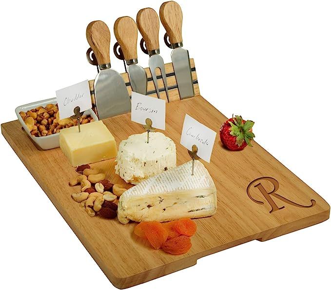 Personalized Monogrammed Laser Engraved Hardwood Board for Cheese & Appetizers - Includes 4 Chees... | Amazon (US)