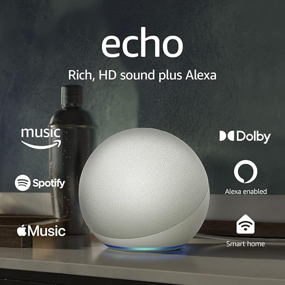 Amazon Echo (4th Gen) | With premium sound, smart home hub, and Alexa | Glacier White | Amazon (US)
