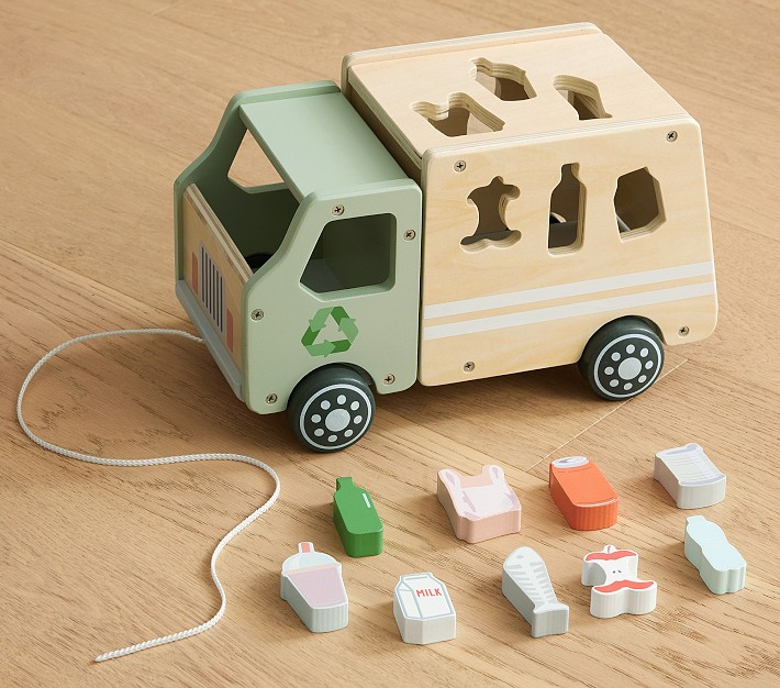 Wooden Recycling Truck Shape-Sorter Pull Toy | Pottery Barn Kids