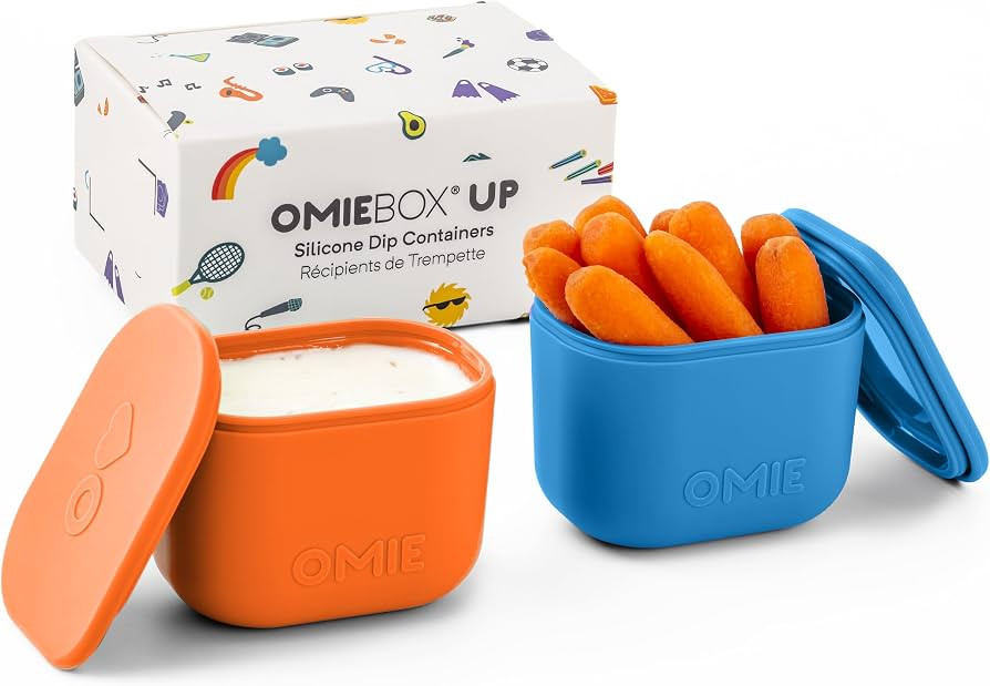 Omie OmieBox UP Leakproof Dip Containers, 2 Pack, Blue/Orange | Amazon (US)