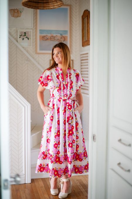 Floral dress perfect for any baby or bridal shower, garden wedding, or summer soirée. I love the pretty sleeves and belted waist, pink and white belted dress, beyond by Vera, spring dress 

#LTKSeasonal #LTKstyletip