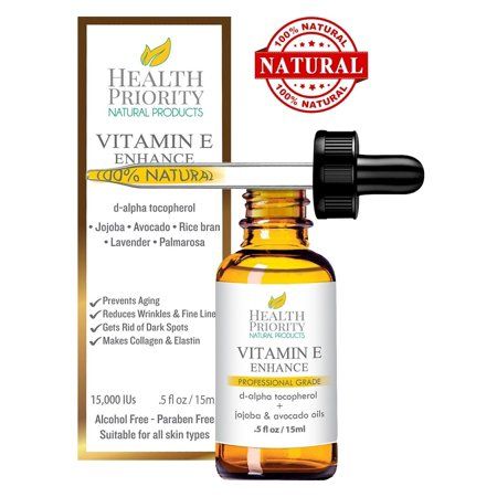 100% All Natural & Organic Vitamin E Oil For Your Face & Skin - 15,000/30,000 IU - Reduces Wrinkles, | Walmart (US)