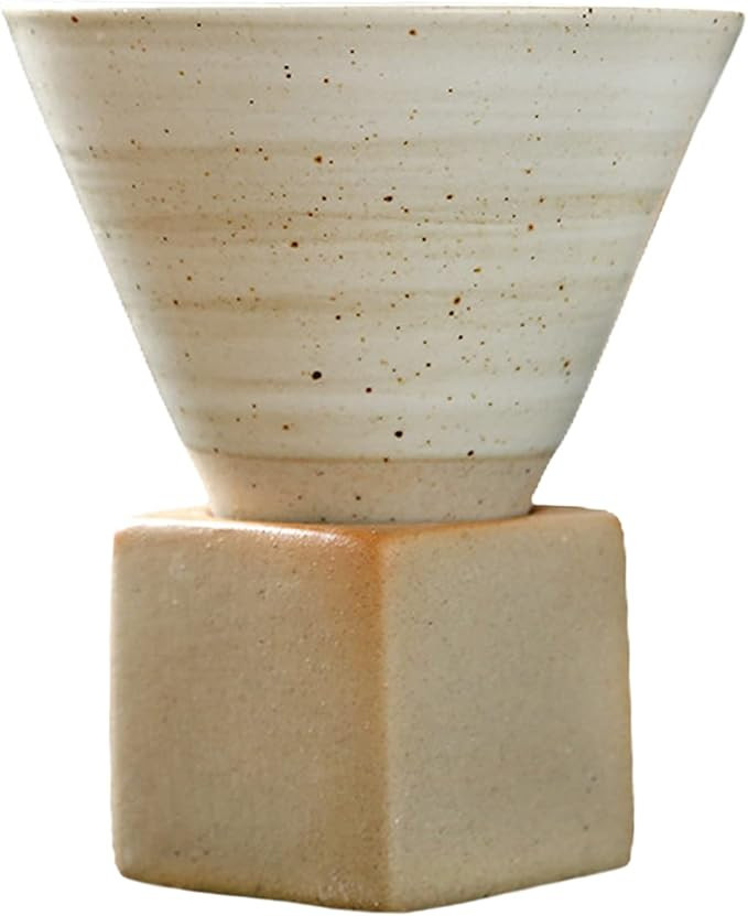 Coarse Ceramic Espresso Cup, Vintage Personal Tea Pottery Porcelain Mug Funnel Coffee Cup with Ba... | Amazon (US)