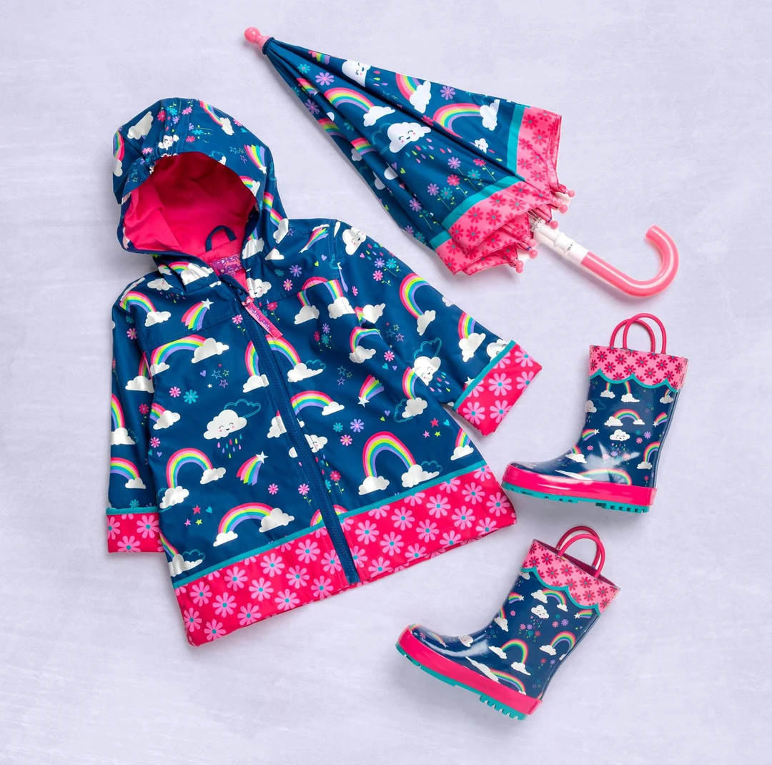 Kids Rainbow Rain Jacket Personalized / Complete Set Optional - Matching Raincoat Rain Boots & Um... | Etsy (US)