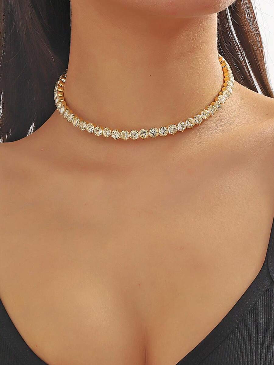 1pc Flower Claw Rhinestone Fashionable Women's Choker Party Reunion Dinner | SHEIN