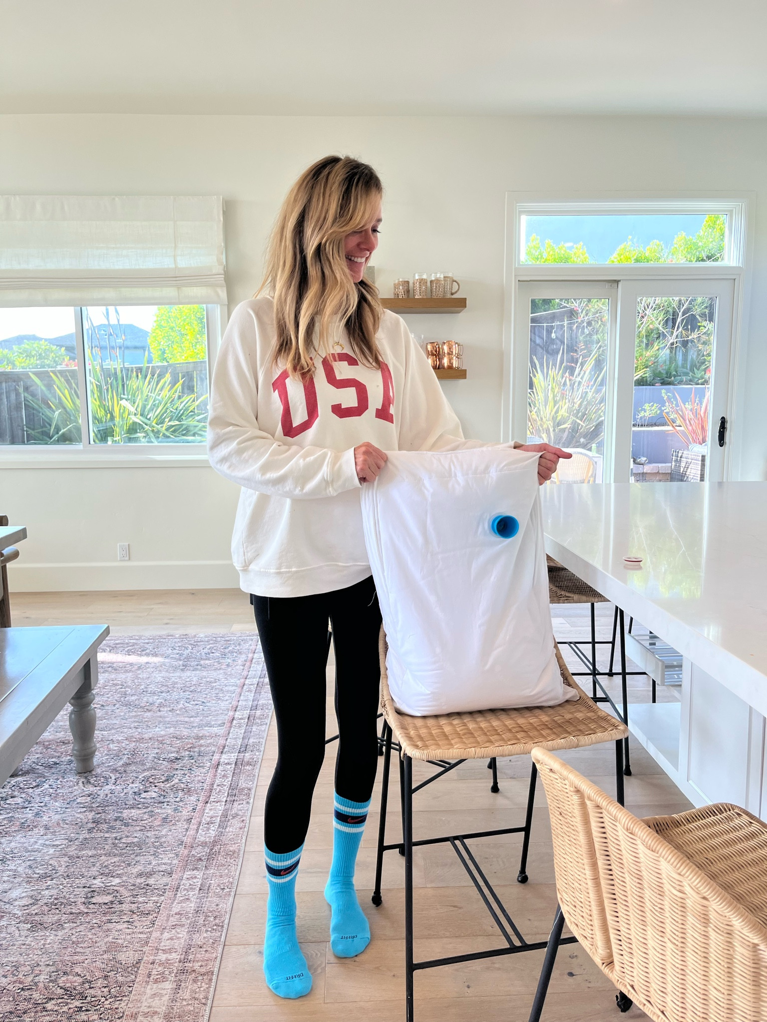 Water pillow for neck pain. 
USA sweatshirt because we love America!! 🇺🇸 