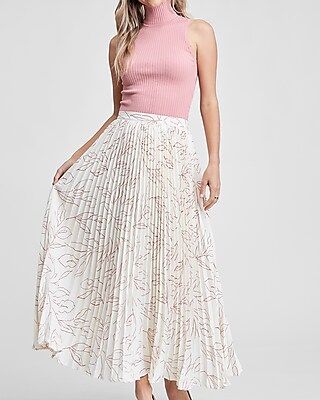 En Saison Floral Print High Waisted Pleated Maxi Skirt | Express