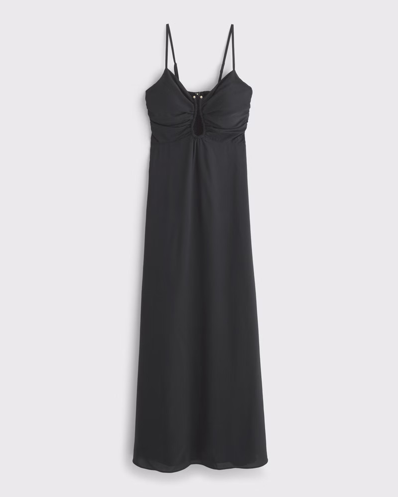 Abercrombie & Fitch Women's Bra-Free Hardware Maxi Dress in Black - Size XXS PETITE | Abercrombie & Fitch (US)