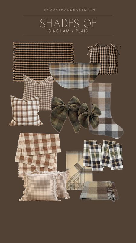 shades of gingham & plaid - love all these items for the cooler months 

plaid stocking
gingham sheets
gingham napkins
plaid pillow
plaid blanket
mcgee 
amber interiors 
amazon find
walmart finds


#LTKhome