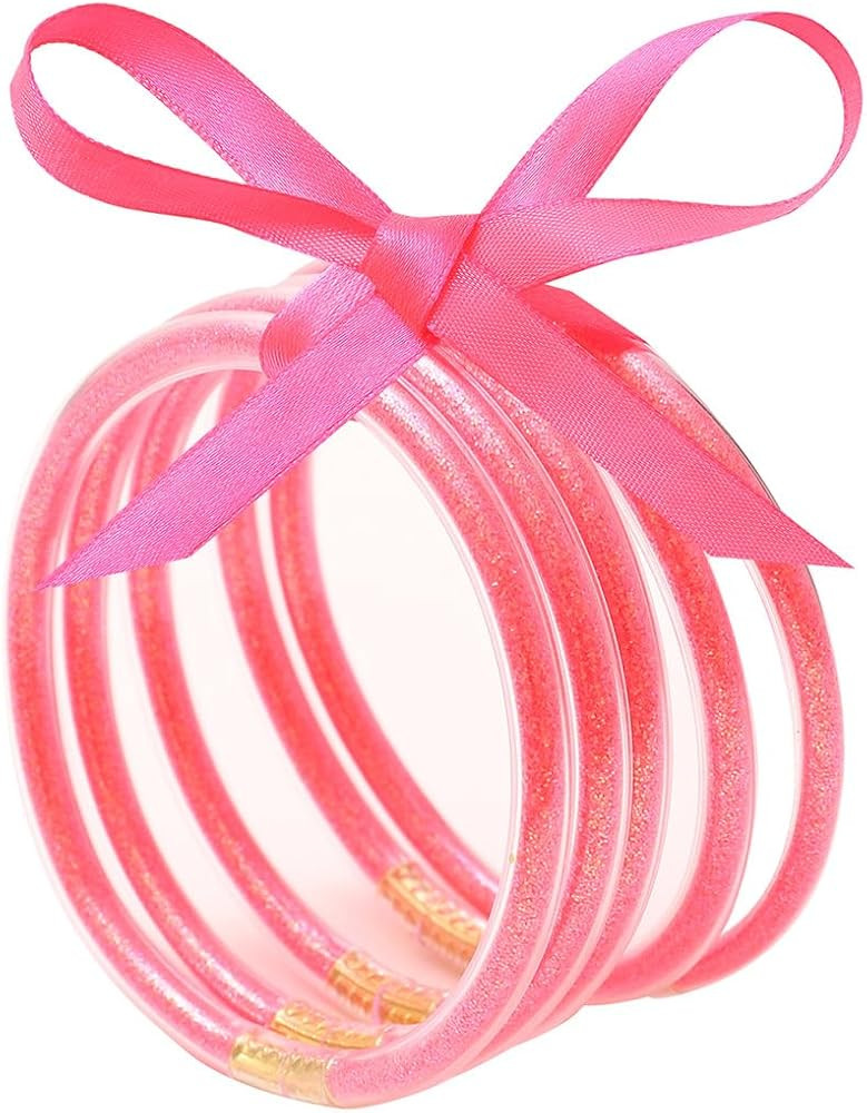 Glitter Jelly Bangles Bracelets Set Colorful Jelly Silicone Bracelets Soft Silicone Glitter Fille... | Amazon (US)