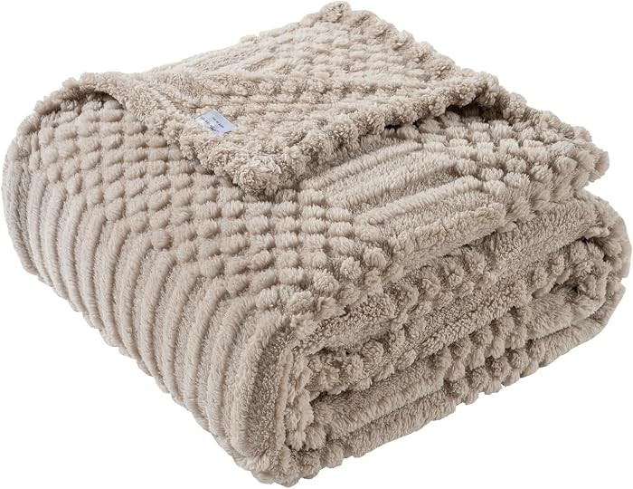 60x80 Inch Brown Twin Blanket - Soft & Fluffy Fleece, Neutral Tan Color, Cute & Aesthetic, Perfec... | Amazon (US)
