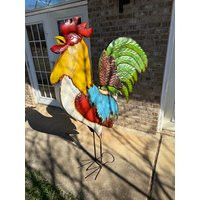 Giant 5 Ft Tall Rooster Metal Statue Garden Art Yard Chicken | Etsy (US)