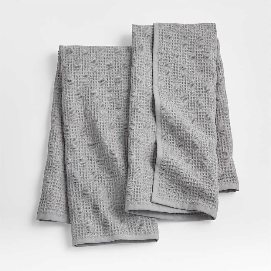 Diamond Piqué Alloy Grey Dish Towels, Set of 2 | Crate & Barrel