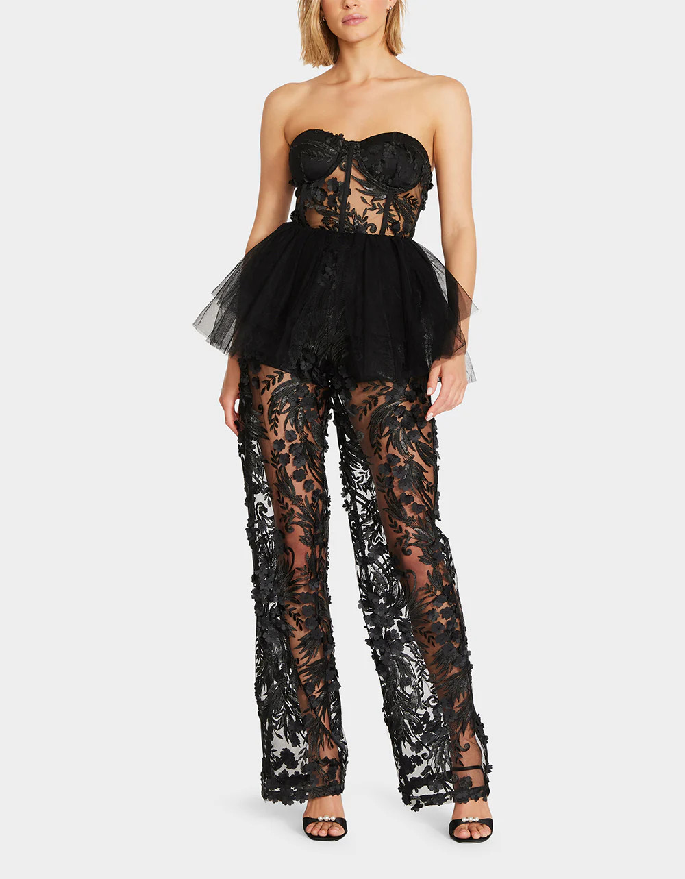 JENNA JUMPSUIT BLACK Lace | Dress Jumpsuits | Betsey Johnson